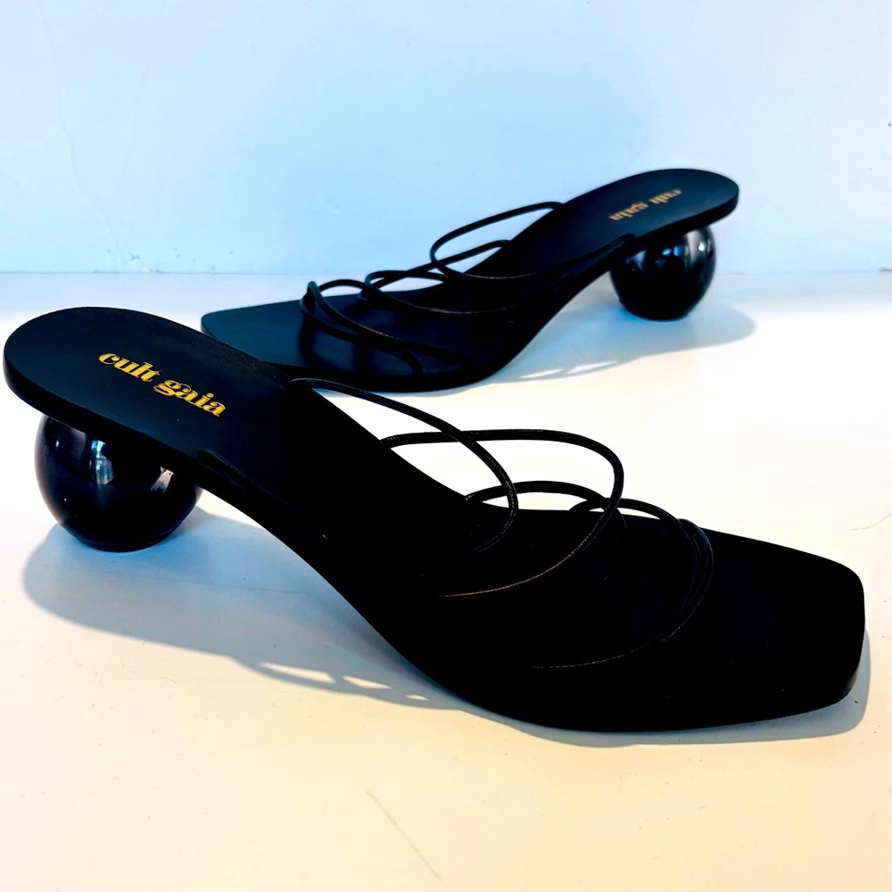Cult Gaia Black Strappy Heels